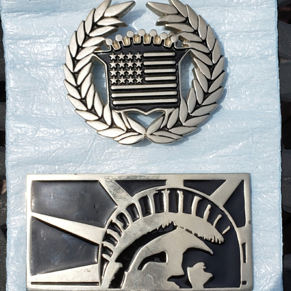 2 American 4th of July Metal Belt Buckles